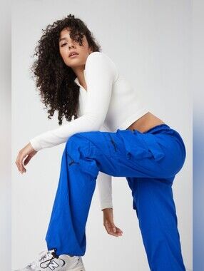 NWOT Garage The Chloe Nylon Parachute Pant Cobalt Blue  Sz Xs